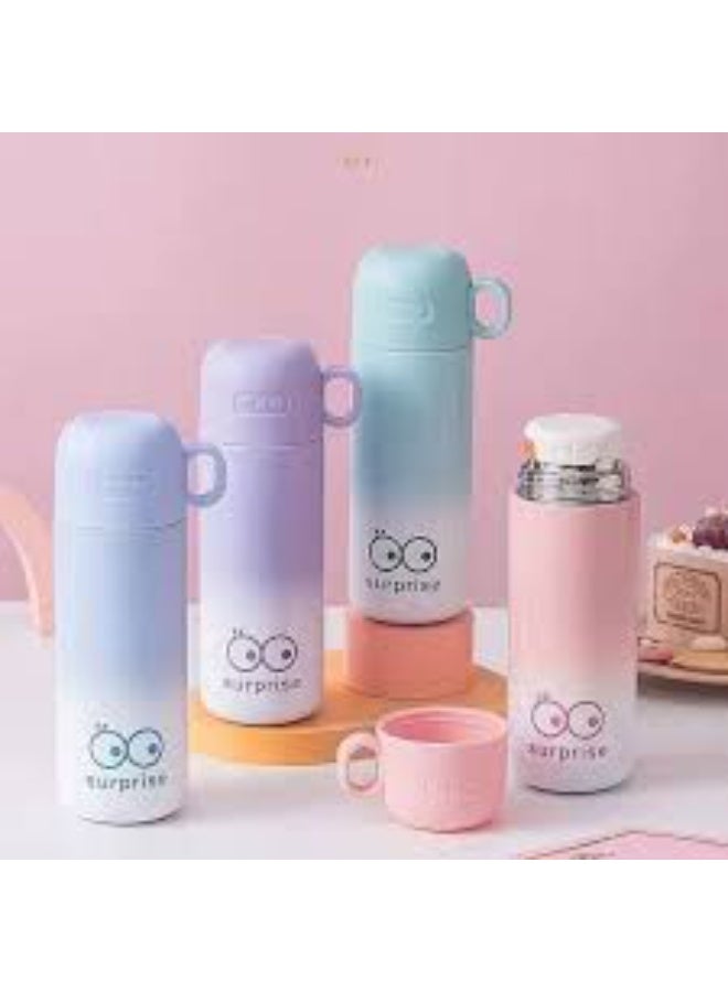 Original 450ml thermos tumbler with 1 cup, thermal bottle, vacuum-insulated tea and coffee thermos, made of stainless steel. A convenient travel mug for hot and cold beverages, ideal for children and babies. Leak-proof design. - Image 2